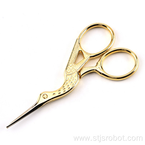 Retro cut embroidery stork stainless steel gilt beauty crane scissors